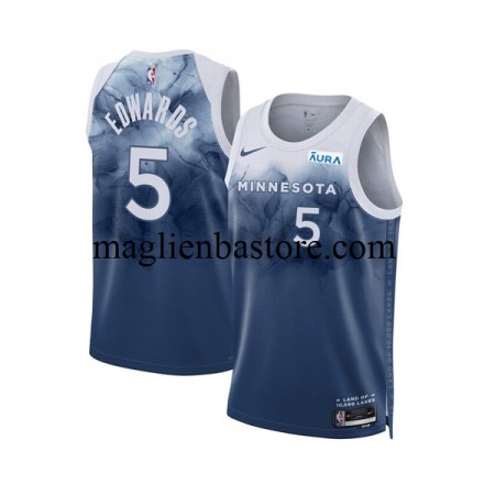 Maglia NBA Minnesota Timberwolves Anthony Edwards 5 Nike 2023-2024 City Edition Blu Swingman - Uomo